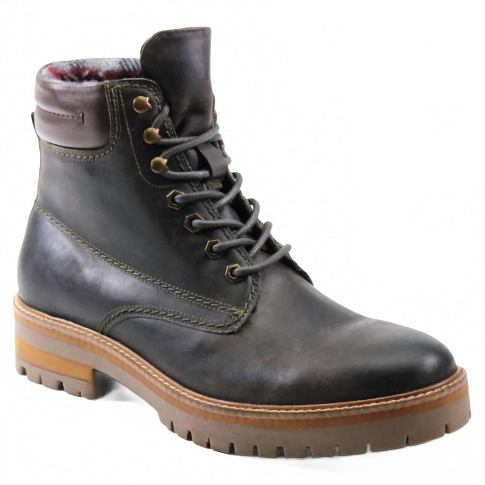 NEW DIBA TRUE men's hawk eyes lace up leather boots in olive